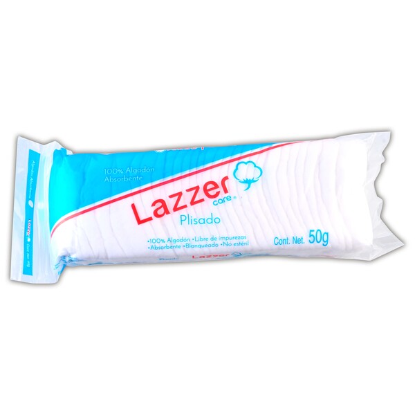 ALGODÓN ABSORBENTE PLISADO (Lazzer Care) Bolsa c/ 50 G.