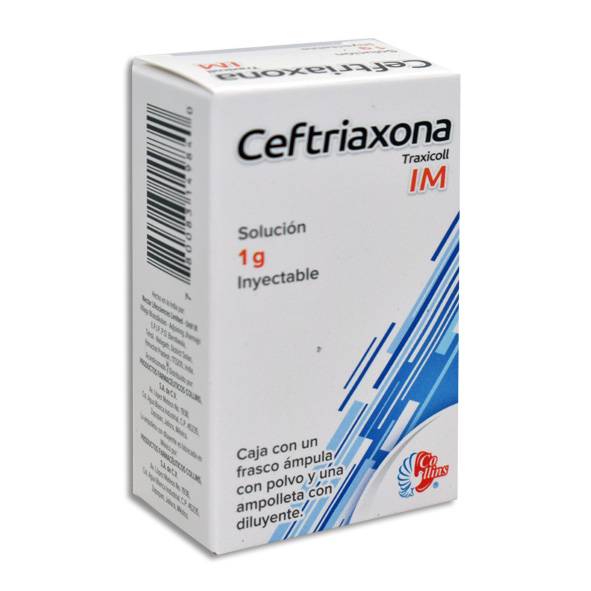 CEFTRIAXONA (Collins) I.M. Sol. Iny. c/1 FCO. AMP. 1 G/3.5 ML.