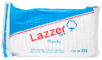 ALGODÓN ABSORBENTE PLISADO (Lazzer Care) Bolsa c/200 G.