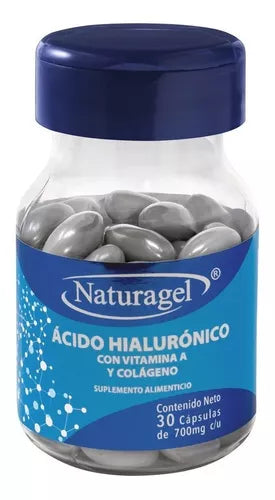 ÁCIDO HIALURÓNICO/VITAMINA-A/COLAGENO c/30 CAPS. 700 MG.