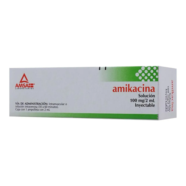 AMIKACINA Pediátrico (Amsa) Sol. Iny. c/1 AMPTA. Plástico 100 MG/2 ML.