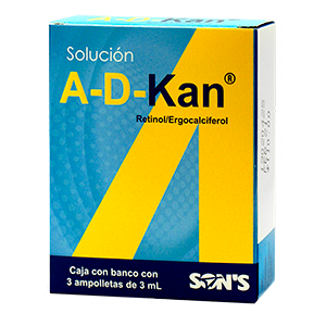 A-D-KAN Sol. Ingerible c/3 AMPTAS. 3.300-0.010 MG/3 ML.