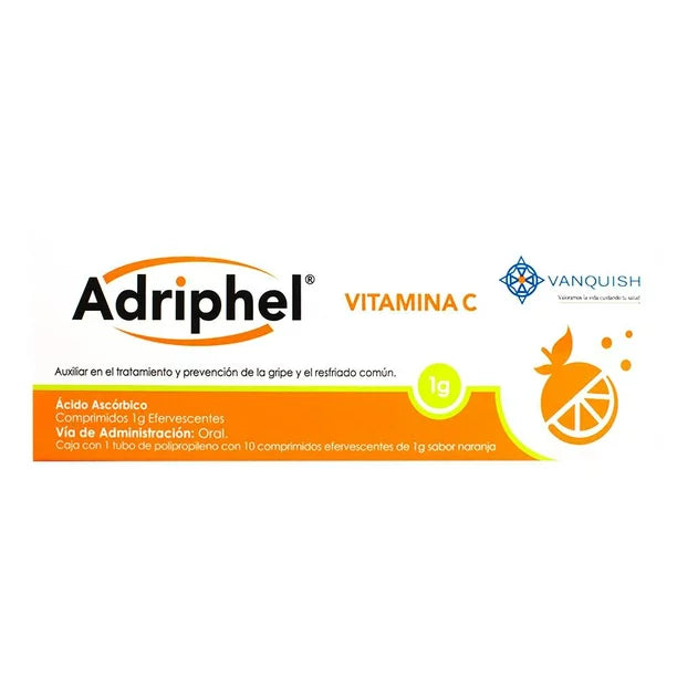 ADRIPHEL c/10 COMPS. EFERVS. Sabor Naranja 1 G.