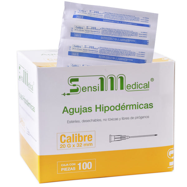 AGUJA HIPODERMICA (SensiMedical) 20Gx1"(25mm) Cja. c/100 Pzs.