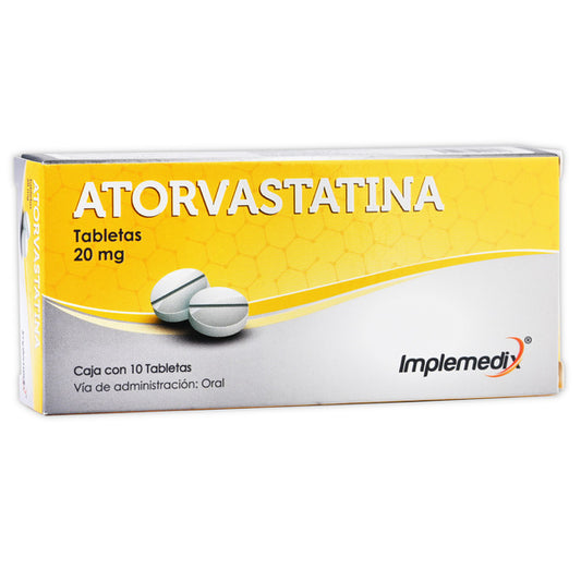 ATORVASTATINA (Implemedix) c/10 TABS. 20 MG.