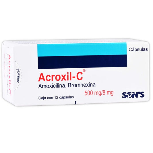 ACROXIL-C c/12 CAPS. 500-8 MG.