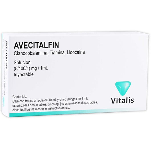 AVECITALFIN Sol. Iny. c/1 FCO. AMP. 10 ML. 5-100-1 MG/1 ML y 5 Jgas.