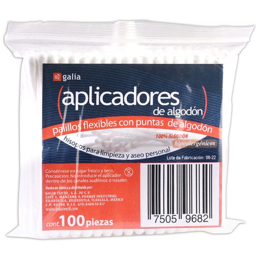 APLICADORES DE ALGODÓN (Galia) Bolsa c/100 Pzs.