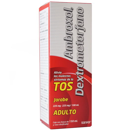 AMBROXOL/DEXTROMETORFANO (Sanfer) JBE. AD. Fco. 150 ML. 225-225 MG/100 ML.