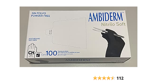 AMBIDERM NITRILO SOFT GUANTE EXPLN. NEGRO No Estéril "CH" c/100 Pzs.