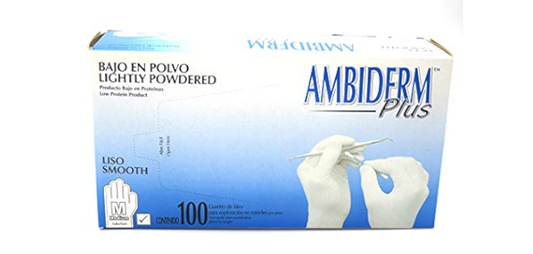 AMBIDERM Plus GUANTE LTX EXPLORACIÓN BLANCO No Estéril MED. c/100 Pzs.