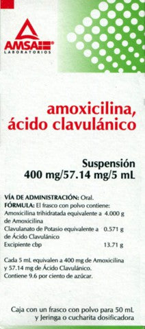 AMOXI./AC.CLAVCO. (Amsa) SUSP. Fco. 50 ML. 400-57.14 MG/5 ML.