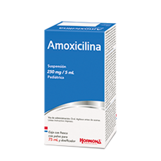 AMOXICILINA (Hormona) SUSP. Pedtca. Fco. 75 ML. 250 MG/5 ML.