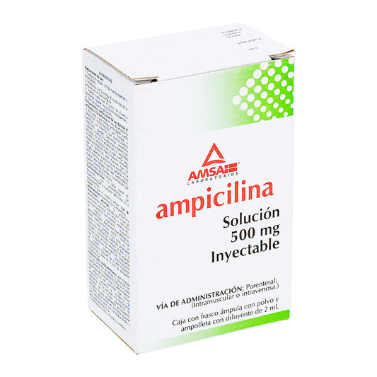 AMPICILINA (Amsa) Sol. Iny. c/1 FCO. AMP. 500 MG/2 ML.