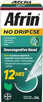 AFRIN NO DRIP CSE 12H SUSP. Nasal Fco. Atomizador 15 ML. 0.50 MG/1 ML.