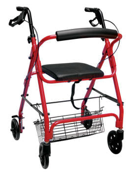 ANDADERA ROLLATOR ALUMINIO c/CANASTILLA (Eko-Mobility) Col. Rojo.