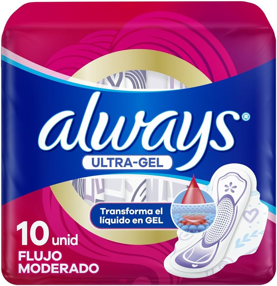 ALWAYS ULTRA-GEL con Alas c/10 Toallas Extra Largas.