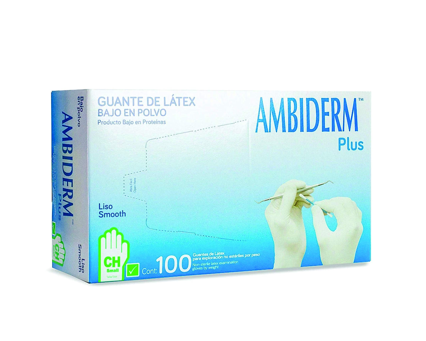 AMBIDERM Plus GUANTE LTX EXPLORACIÓN VERDE No Estéril CH. c/100 Pzs.