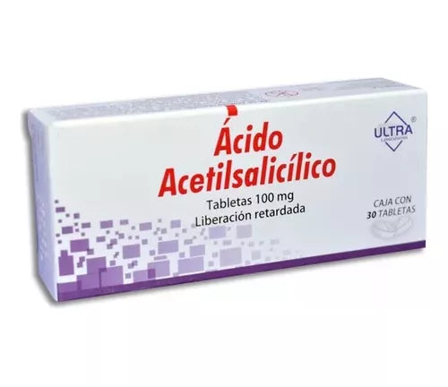 ÁCIDO ACETILSALICÍLICO (Ultra) c/30 TABS. L.R. 100 MG.