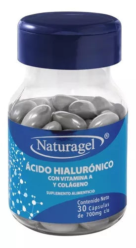 ÁCIDO HIALURÓNICO/VITAMINA-A/COLAGENO c/30 CAPS. 700 MG.