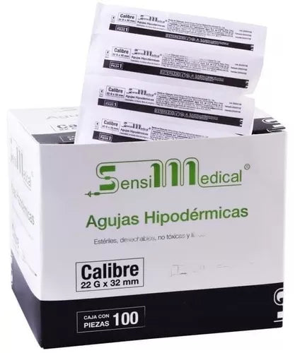 AGUJA HIPODERMICA (Sensimedical) 22Gx1-1/4"(32mm) Cja. c/100 Pzs.