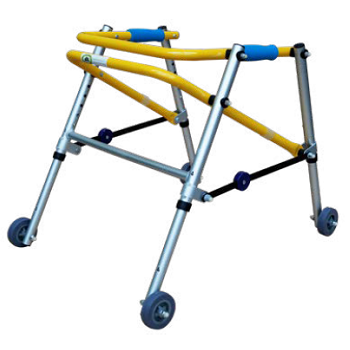 ANDADERA ALUMINIO INFANTIL Posterior c/RUEDAS (Eko-Mobility) Col. Amarillo/Plata