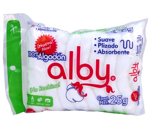 ALGODÓN ABSORBENTE PLISADO (Alby) Bolsa c/ 25 G.