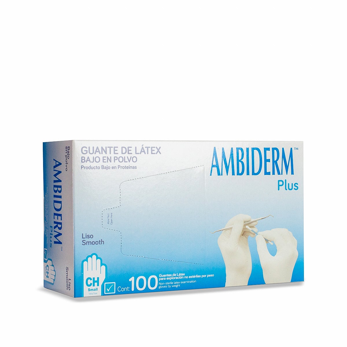 AMBIDERM Plus GUANTE LTX EXPLORACIÓN BLANCO No Estéril CH. c/100 Pzs.