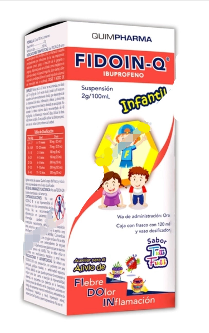 FIDOIN-Q SUSP. INFANTIL Sab. Tutti Frutti Fco. 120 ML. 2 G/100 ML.
