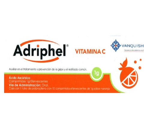 ADRIPHEL c/10 COMPS. EFERVS. Sabor Naranja 2 G.