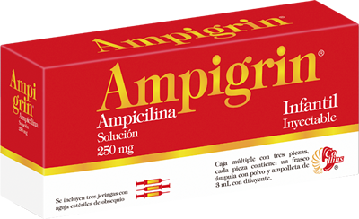 AMPIGRIN Infantil Sol. Iny. c/3 FCO. AMP. 250 MG. y 3 Jeringas.
