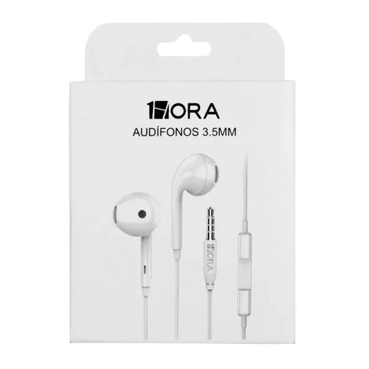 AUDÍFONOS ALÁMBRICOS Extra Bass (1 Hora) Mod. AUT122 Col. Blanco.