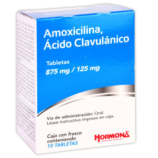 AMOXI./AC.CLAVCO. (Hormona) c/10 TABS. 875/125 MG.