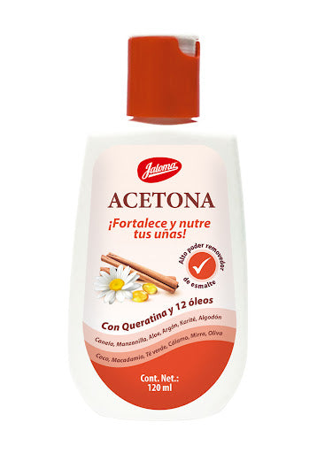 ACETONA c/QUERATINA y 12 ÓLEOS Fco. c/120 ML.